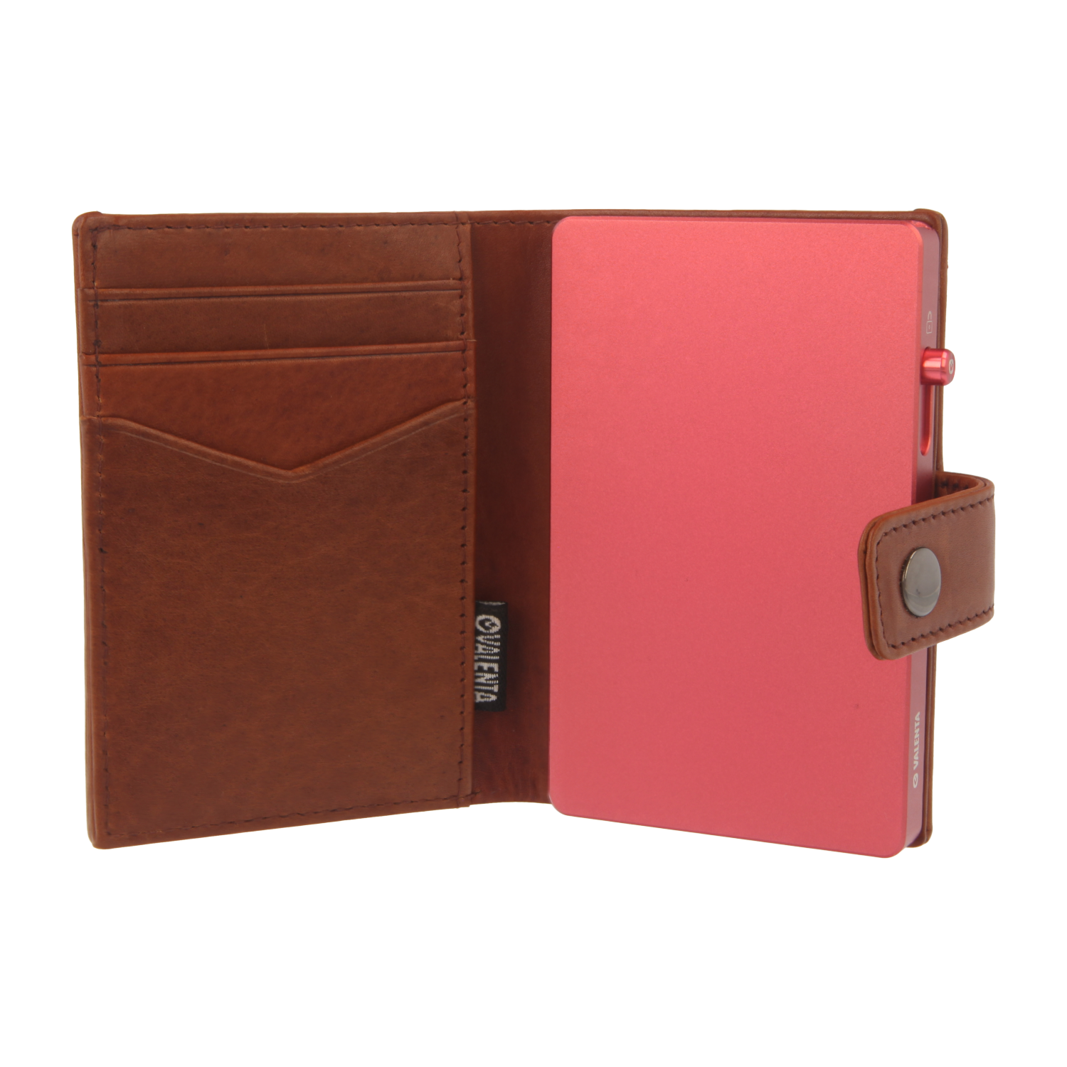 Cardprotector Pink + Card Wallet Luxe Cognac